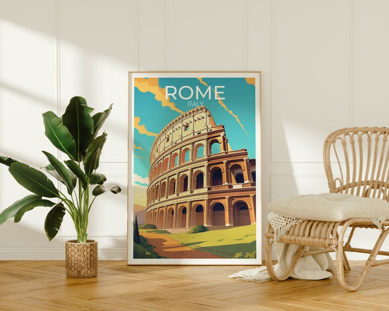 Rome Travel Poster, Colosseum Wall Art, Italy Print, Rome Poster, Colosseum Art, Europe Poster, Poster Art, Wall Decor