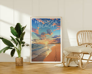 Affiche de voyage Hermosa Beach, art mural de Californie, impression de Californie, affiche Hermosa Beach, affiche de Californie, affiche nature