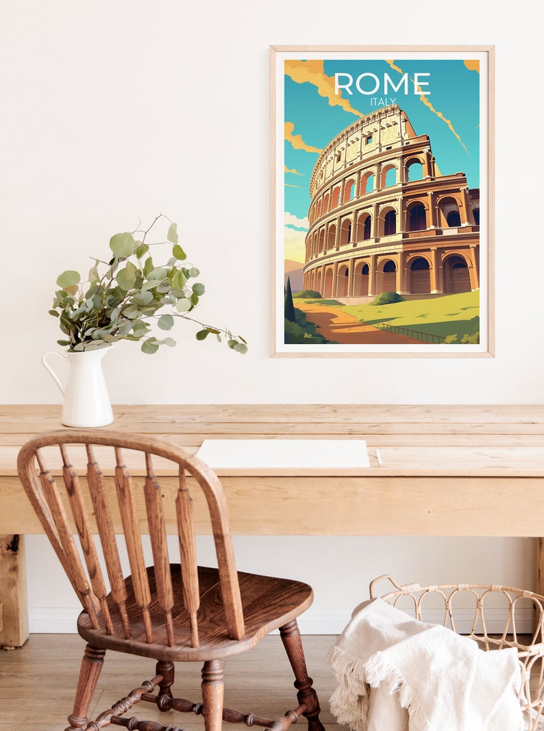 Rome Travel Poster, Colosseum Wall Art, Italy Print, Rome Poster, Colosseum Art, Europe Poster, Poster Art, Wall Decor