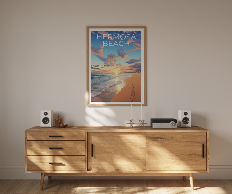 Affiche de voyage Hermosa Beach, art mural de Californie, impression de Californie, affiche Hermosa Beach, affiche de Californie, affiche nature