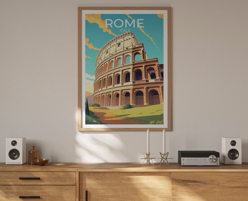 Rome Travel Poster, Colosseum Wall Art, Italy Print, Rome Poster, Colosseum Art, Europe Poster, Poster Art, Wall Decor