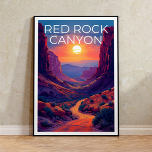 Affiche de voyage Red Rock Canyon, art mural du Nevada, impression Nevada, affiche Red Rock Canyon, affiche Nevada