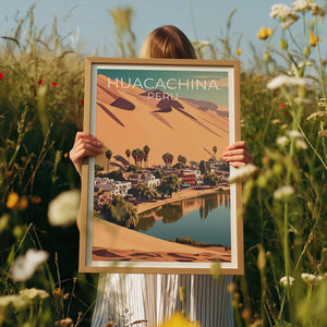 Huacachina Travel Print, Peru Poster, Desert City Wall Art, South America Illustration, Huacachina Poster, Home Decor, Birthday Gift