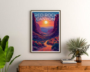 Affiche de voyage Red Rock Canyon, art mural du Nevada, impression Nevada, affiche Red Rock Canyon, affiche Nevada