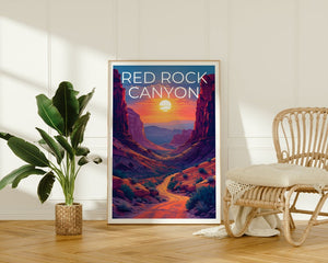 Affiche de voyage Red Rock Canyon, art mural du Nevada, impression Nevada, affiche Red Rock Canyon, affiche Nevada