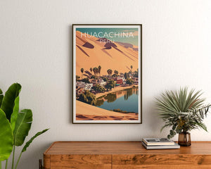 Huacachina Travel Print, Peru Poster, Desert City Wall Art, South America Illustration, Huacachina Poster, Home Decor, Birthday Gift