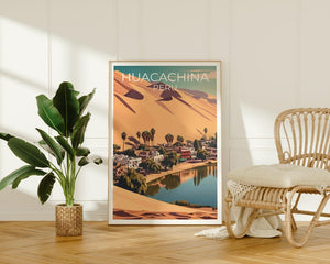 Huacachina Travel Print, Peru Poster, Desert City Wall Art, South America Illustration, Huacachina Poster, Home Decor, Birthday Gift
