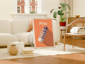 Leaning Tower of Pisa Poster, Italy Travel Print, Europe Art, Yosemite Illustration, Landscape Poster, Home Decor, Birthday Gift