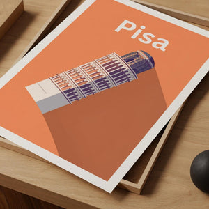 Leaning Tower of Pisa Poster, Italy Travel Print, Europe Art, Yosemite Illustration, Landscape Poster, Home Decor, Birthday Gift