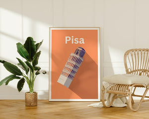 Leaning Tower of Pisa Poster, Italy Travel Print, Europe Art, Yosemite Illustration, Landscape Poster, Home Decor, Birthday Gift