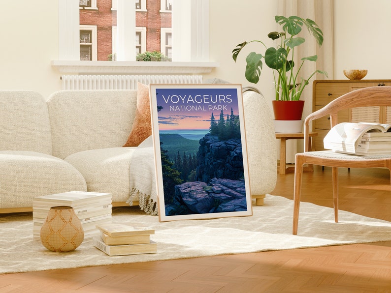 Affiche de voyage du parc des Voyageurs, art mural du Minnesota, impression du Minnesota, affiche du parc des Voyageurs, affiche du Minnesota, art du parc des Voyageurs