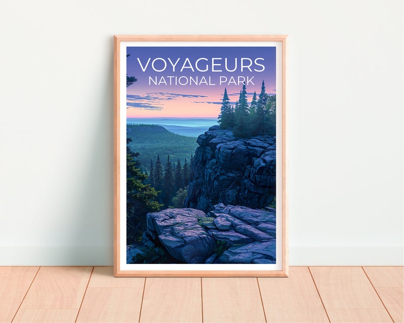 Affiche de voyage du parc des Voyageurs, art mural du Minnesota, impression du Minnesota, affiche du parc des Voyageurs, affiche du Minnesota, art du parc des Voyageurs