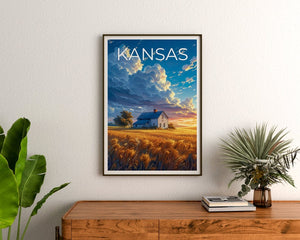 Kansas Travel Poster, Kansas Wall Art, Kansas Print, Kansas Poster, Kansas Wall Decor