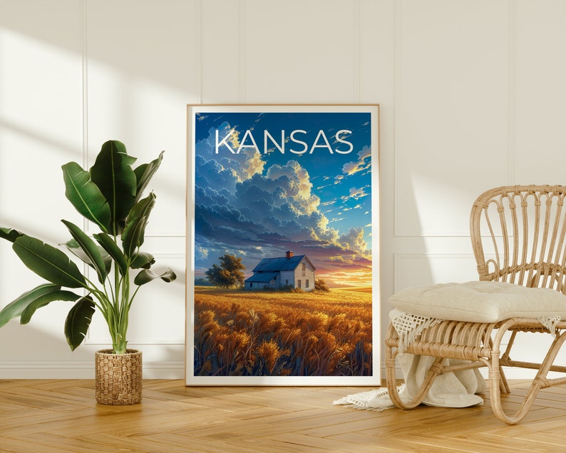 Kansas Travel Poster, Kansas Wall Art, Kansas Print, Kansas Poster, Kansas Wall Decor