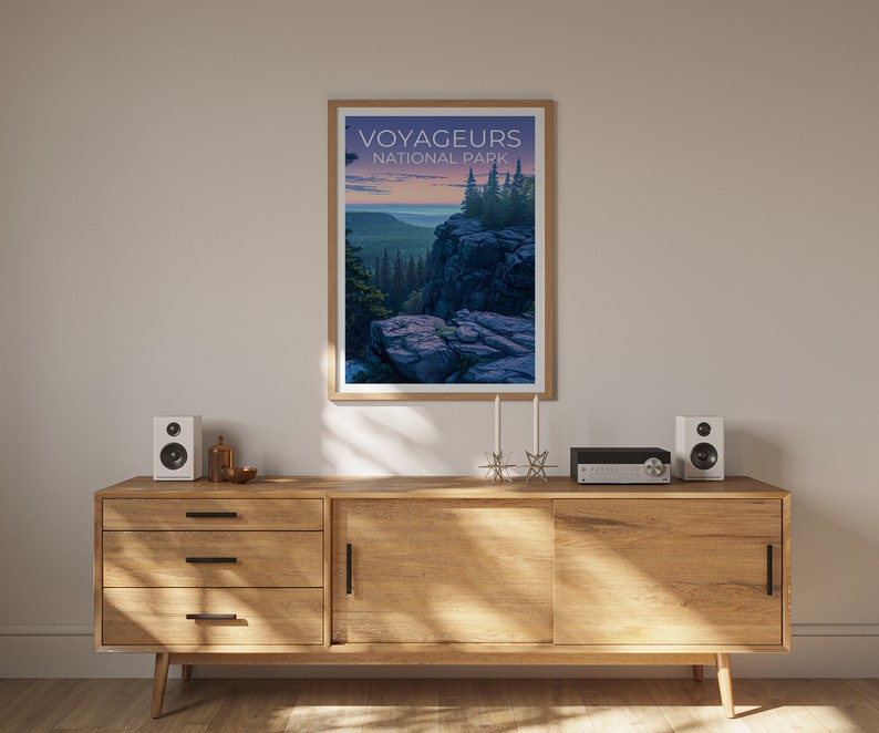 Affiche de voyage du parc des Voyageurs, art mural du Minnesota, impression du Minnesota, affiche du parc des Voyageurs, affiche du Minnesota, art du parc des Voyageurs