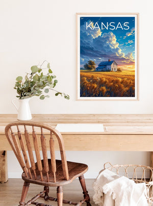 Kansas Travel Poster, Kansas Wall Art, Kansas Print, Kansas Poster, Kansas Wall Decor