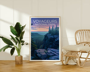 Affiche de voyage du parc des Voyageurs, art mural du Minnesota, impression du Minnesota, affiche du parc des Voyageurs, affiche du Minnesota, art du parc des Voyageurs