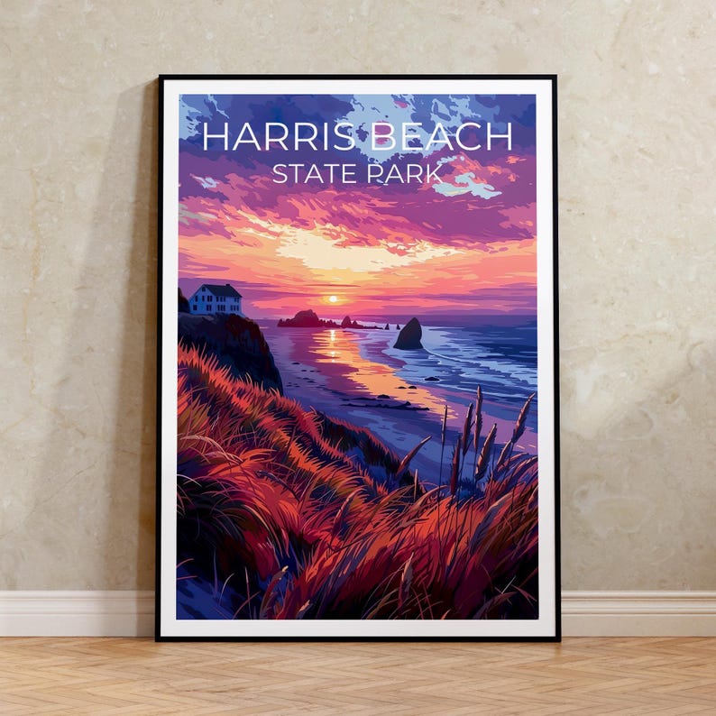 Harris Beach State Park Travel Print, Oregon Poster, Coast Wall Art, Harris Beach Poster, Home Decor, Birthday Gift