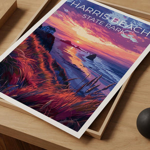 Harris Beach State Park Travel Print, Oregon Poster, Coast Wall Art, Harris Beach Poster, Home Decor, Birthday Gift