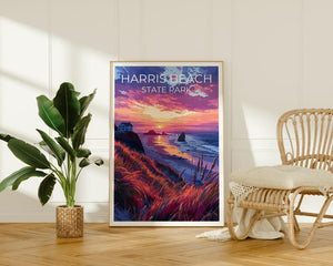 Harris Beach State Park Travel Print, Oregon Poster, Coast Wall Art, Harris Beach Poster, Home Decor, Birthday Gift