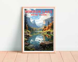 Mirror Lake Travel Poster, New York Wall Art, New York Print, Mirror Lake Poster, New York Poster, Nature Poster, Mirror Lake Art