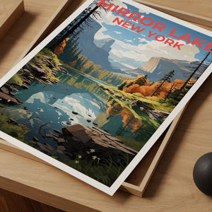 Mirror Lake Travel Poster, New York Wall Art, New York Print, Mirror Lake Poster, New York Poster, Nature Poster, Mirror Lake Art