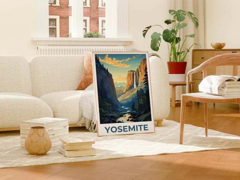 Yosemite Poster, Yosemite Art, Yosemite Waterfall Print, California Poster, National Park Print, Birthday Gift, Home Decor