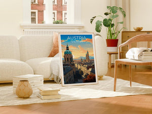 Vienna Travel Print Austria Poster Europe Wall Art Vienna Historic Illustration Vienna Poster Home Decor Birthday Gift