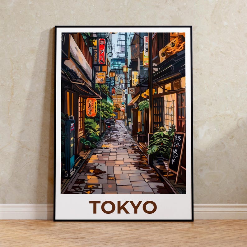 Tokyo Travel Print, Japan Poster, Japanese Bar Wall Art, Japan Culture Illustration, City Poster, Home Decor, Birthday Gift
