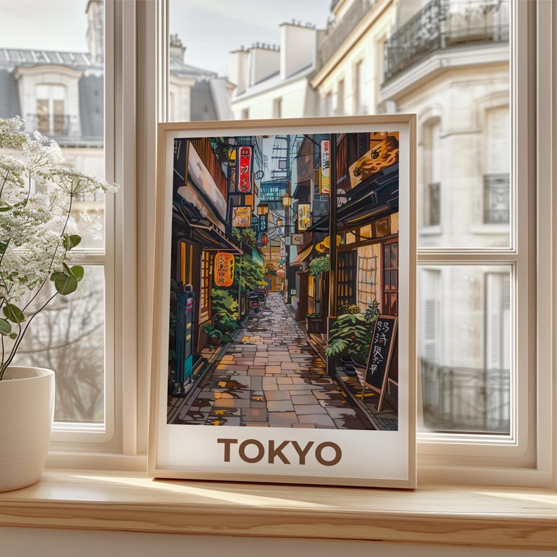 Tokyo Travel Print, Japan Poster, Japanese Bar Wall Art, Japan Culture Illustration, City Poster, Home Decor, Birthday Gift