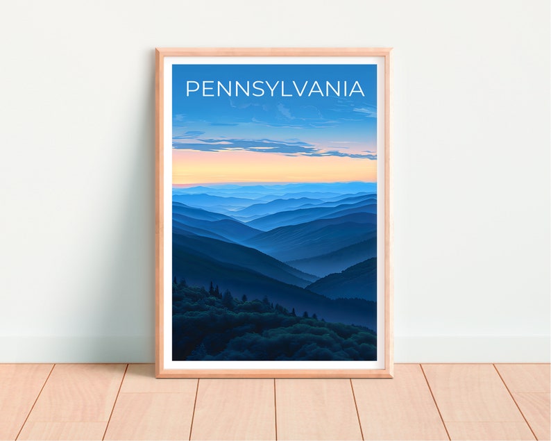 Affiche de voyage de Pennsylvanie, art mural d'Allegheny, impression d'Allegheny, affiche de Pennsylvanie, affiche d'Allegheny, affiche de montagne, art de Pennsylvanie