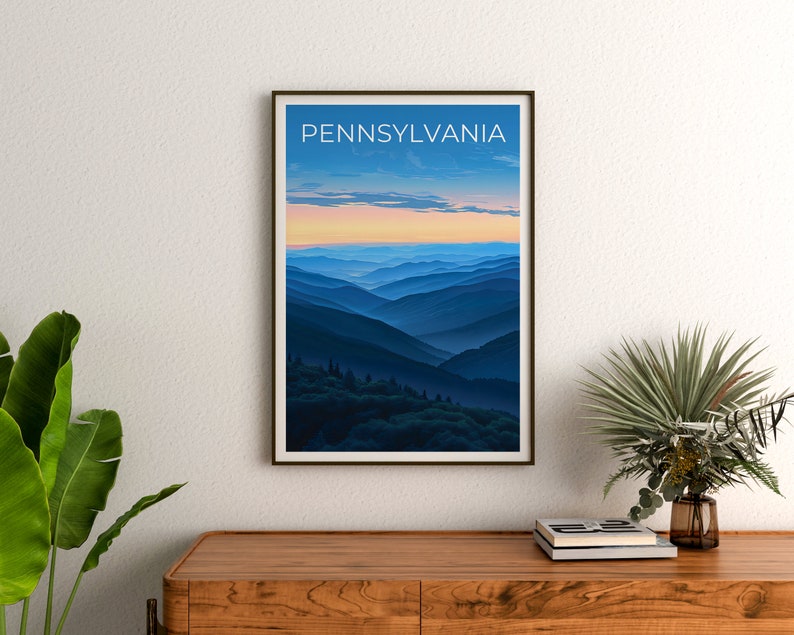 Affiche de voyage de Pennsylvanie, art mural d'Allegheny, impression d'Allegheny, affiche de Pennsylvanie, affiche d'Allegheny, affiche de montagne, art de Pennsylvanie