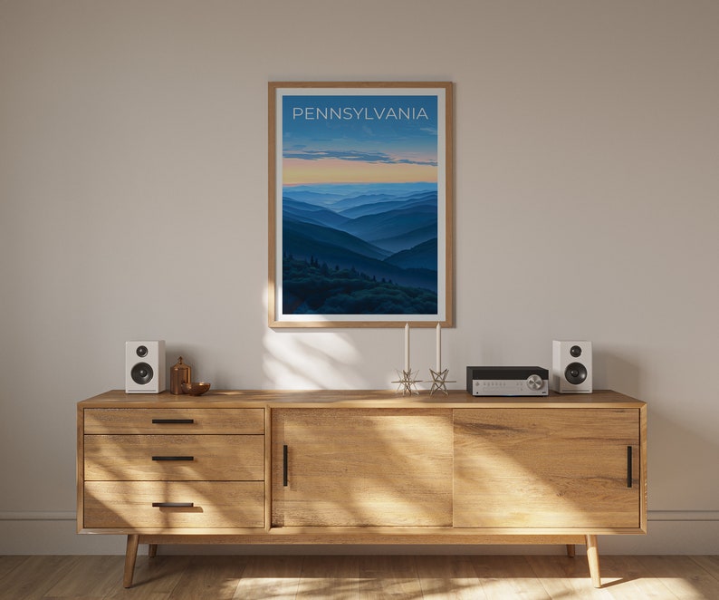 Affiche de voyage de Pennsylvanie, art mural d'Allegheny, impression d'Allegheny, affiche de Pennsylvanie, affiche d'Allegheny, affiche de montagne, art de Pennsylvanie