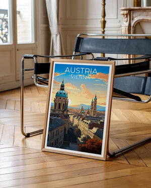 Vienna Travel Print Austria Poster Europe Wall Art Vienna Historic Illustration Vienna Poster Home Decor Birthday Gift