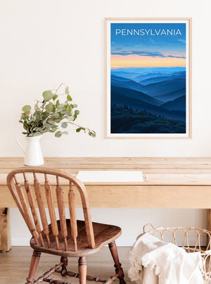 Affiche de voyage de Pennsylvanie, art mural d'Allegheny, impression d'Allegheny, affiche de Pennsylvanie, affiche d'Allegheny, affiche de montagne, art de Pennsylvanie