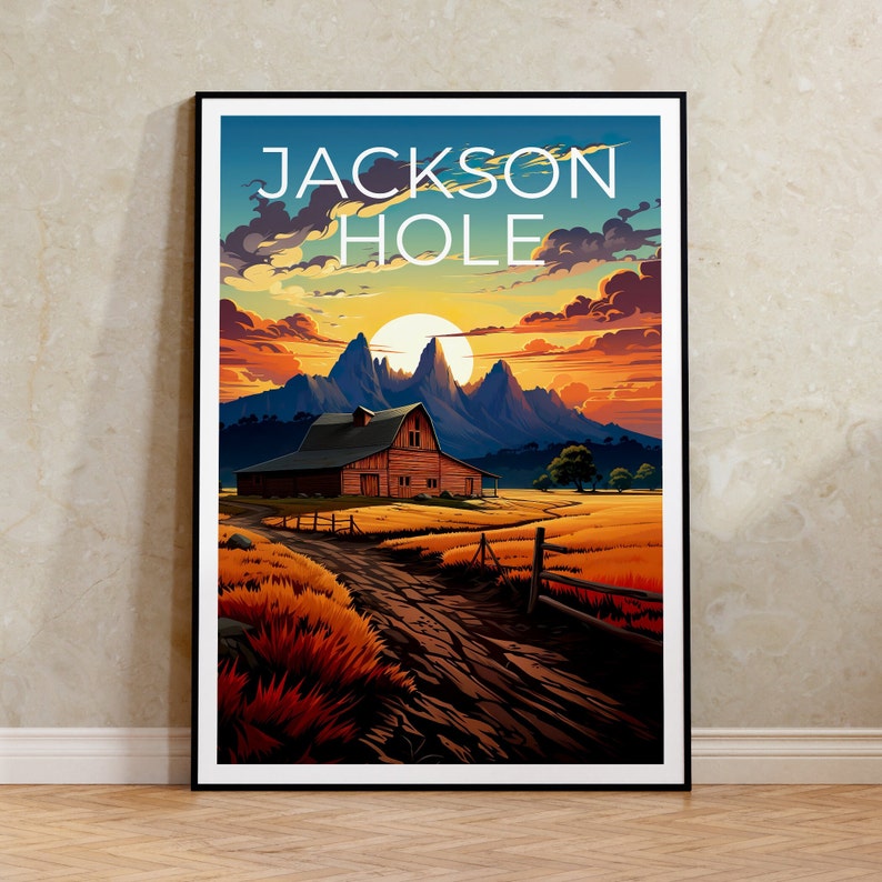 Jackson Hole Poster, Grand Teton Print, Grand Teton Art, Jackson Hole Print, Jackson Hole  Travel Poster, Wyoming Poster, Wyoming Print