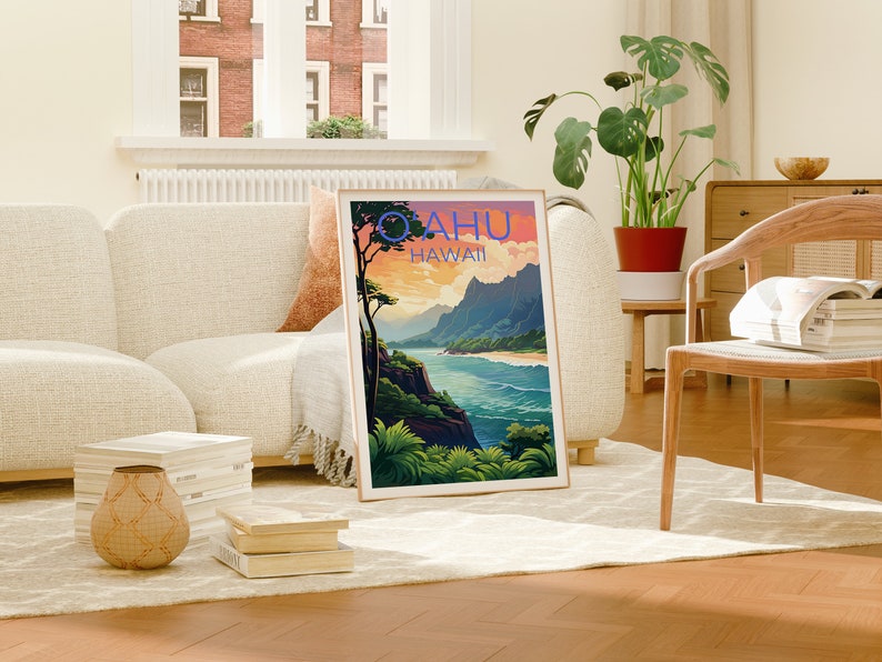 O'ahu Travel Poster, Hawaii Wall Art, Hawaii Print, O'ahu Poster, Oahu Poster, Hawaii Poster, Oahu Print