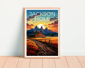 Jackson Hole Poster, Grand Teton Print, Grand Teton Art, Jackson Hole Print, Jackson Hole  Travel Poster, Wyoming Poster, Wyoming Print