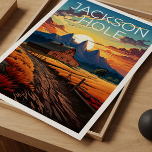 Jackson Hole Poster, Grand Teton Print, Grand Teton Art, Jackson Hole Print, Jackson Hole  Travel Poster, Wyoming Poster, Wyoming Print