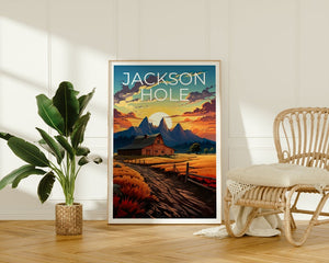 Jackson Hole Poster, Grand Teton Print, Grand Teton Art, Jackson Hole Print, Jackson Hole  Travel Poster, Wyoming Poster, Wyoming Print