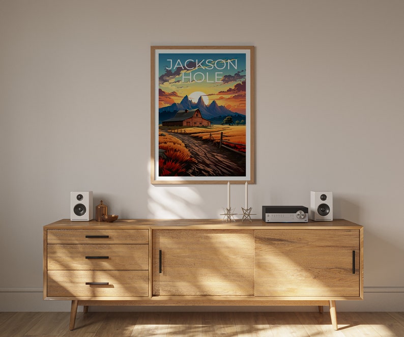 Jackson Hole Poster, Grand Teton Print, Grand Teton Art, Jackson Hole Print, Jackson Hole  Travel Poster, Wyoming Poster, Wyoming Print