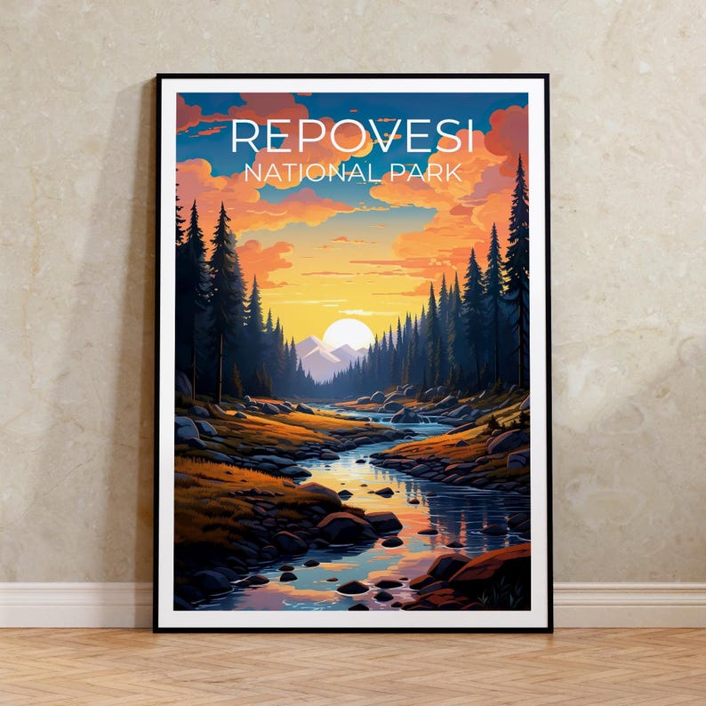 Repovesi National Park Travel Print, Finland Poster, Forest Wall Art, Mountain Illustration, Repovesi Poster, Home Decor, Birthday Gift