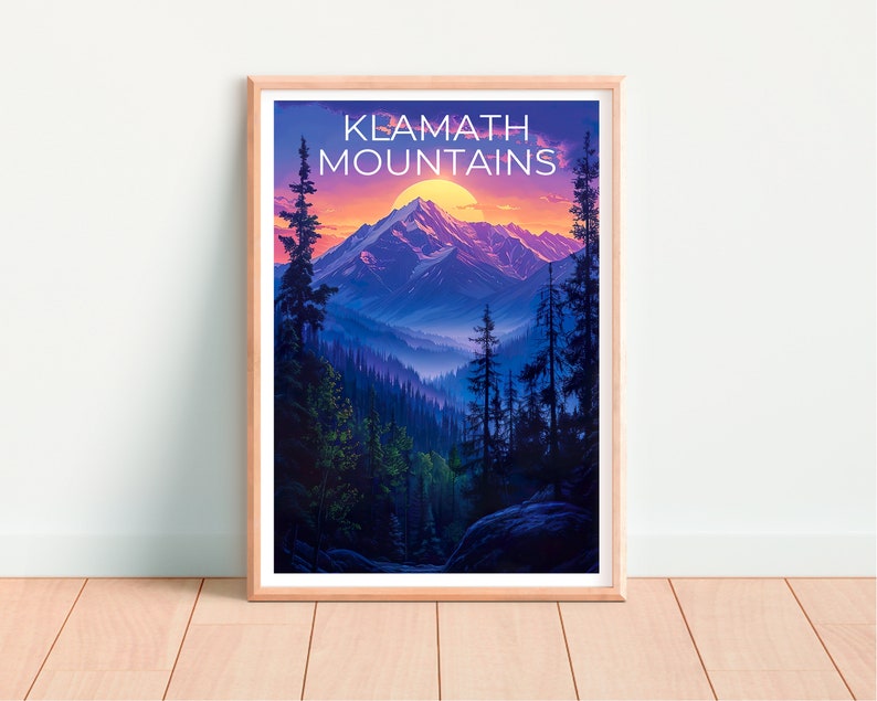 Klamath Mountains Poster, Klamath Mountains Print, California Poster, California Print, California Travel Poster, Klamath Art, Klamath Gift