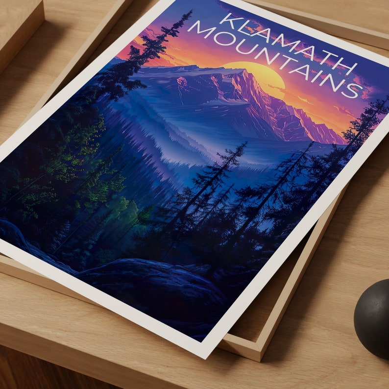 Klamath Mountains Poster, Klamath Mountains Print, California Poster, California Print, California Travel Poster, Klamath Art, Klamath Gift