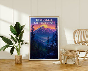 Klamath Mountains Poster, Klamath Mountains Print, California Poster, California Print, California Travel Poster, Klamath Art, Klamath Gift