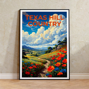 Texas Travel Poster, Texas Hill Country Wall Art, Texas Hill Country Print, Texas Poster, Texas Hill Country Poster, Flower Poster