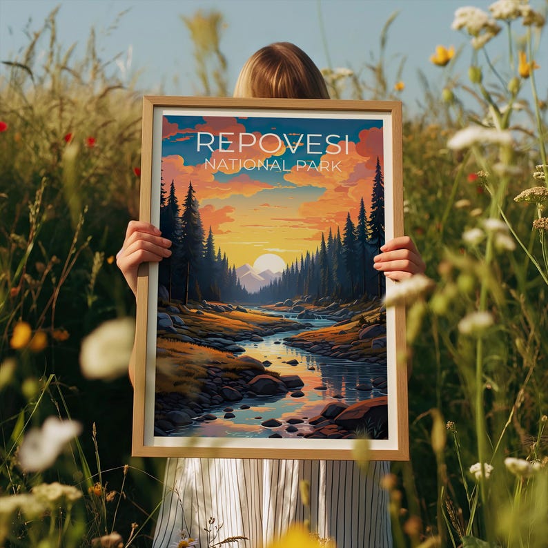 Repovesi National Park Travel Print, Finland Poster, Forest Wall Art, Mountain Illustration, Repovesi Poster, Home Decor, Birthday Gift
