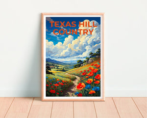 Texas Travel Poster, Texas Hill Country Wall Art, Texas Hill Country Print, Texas Poster, Texas Hill Country Poster, Flower Poster