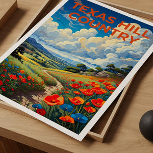 Texas Travel Poster, Texas Hill Country Wall Art, Texas Hill Country Print, Texas Poster, Texas Hill Country Poster, Flower Poster