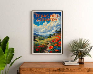Texas Travel Poster, Texas Hill Country Wall Art, Texas Hill Country Print, Texas Poster, Texas Hill Country Poster, Flower Poster